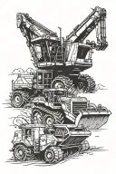 bulldozer and combine harvester tattoo design idea