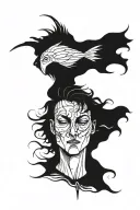 Sandman with cries flying above tattoo design idea