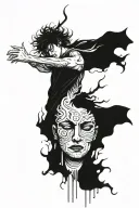 Sandman with cries flying above tattoo design idea