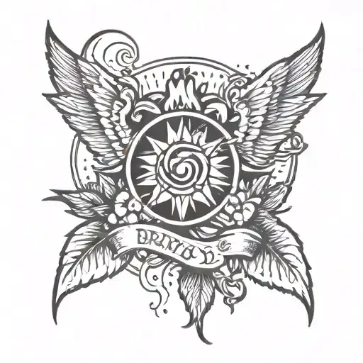 dryade and sunlight shining tattoo design idea