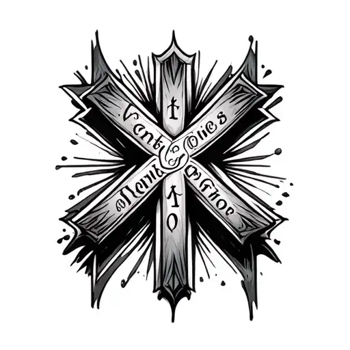 Cross With Words tattoo design idea