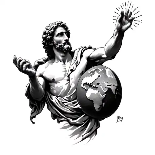 Philip the apostle holding up the world tattoo design idea