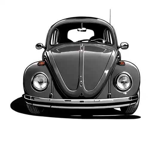 vw beetle front view point tattoo design idea