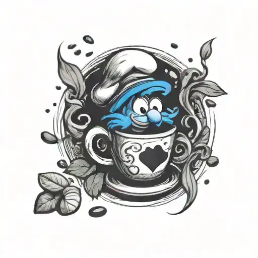 smurf coffee tattoo design idea