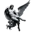 Gabriel Angel in Resar Position tattoo design idea
