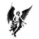Gabriel Angel in Resar Position tattoo design idea