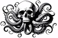 skull and octopus tentacles tattoo design idea