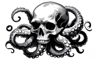 skull and octopus tentacles tattoo design idea