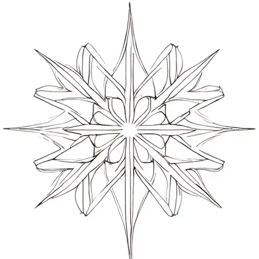 elaborate fractal Christian snowflake, geometric elements tattoo design idea