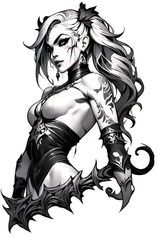 Jinx form Arcane league of legends tattoo design idea