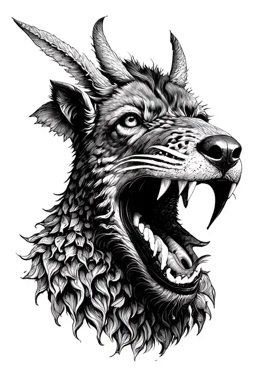 The muzzle of someone else's romulus with an open mouth tattoo design idea