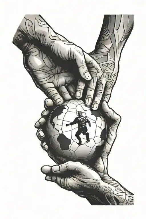 Mindset between Handball and family holding hands tattoo design idea