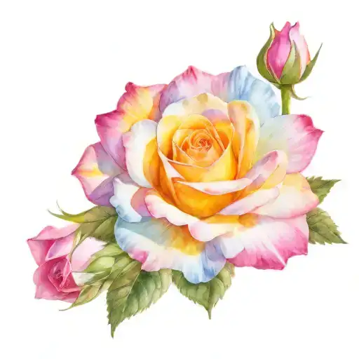 pink rose and white daisy flower tattoo design idea