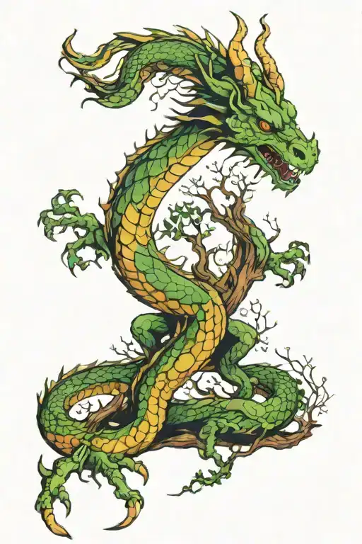 tree dragon earth jupiter tattoo design idea