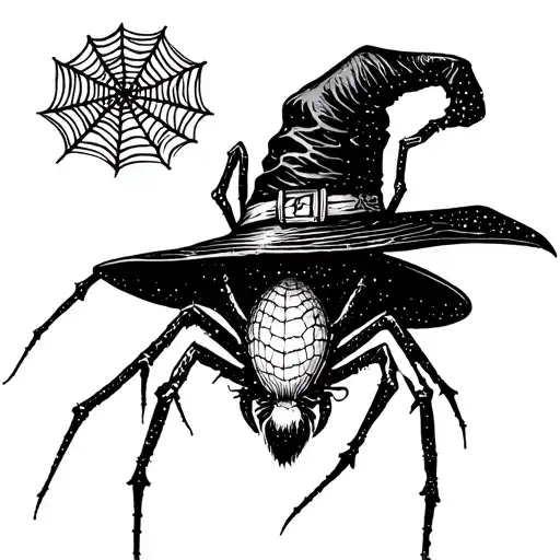 set in witches but have a basic, cuarso, spider, cobweb, tattoo design idea