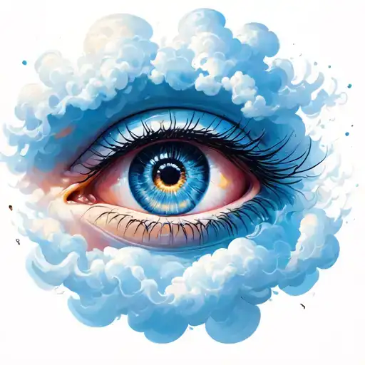 cloud but not very pronounced eye will be meaningful words, etc. tattoo design idea