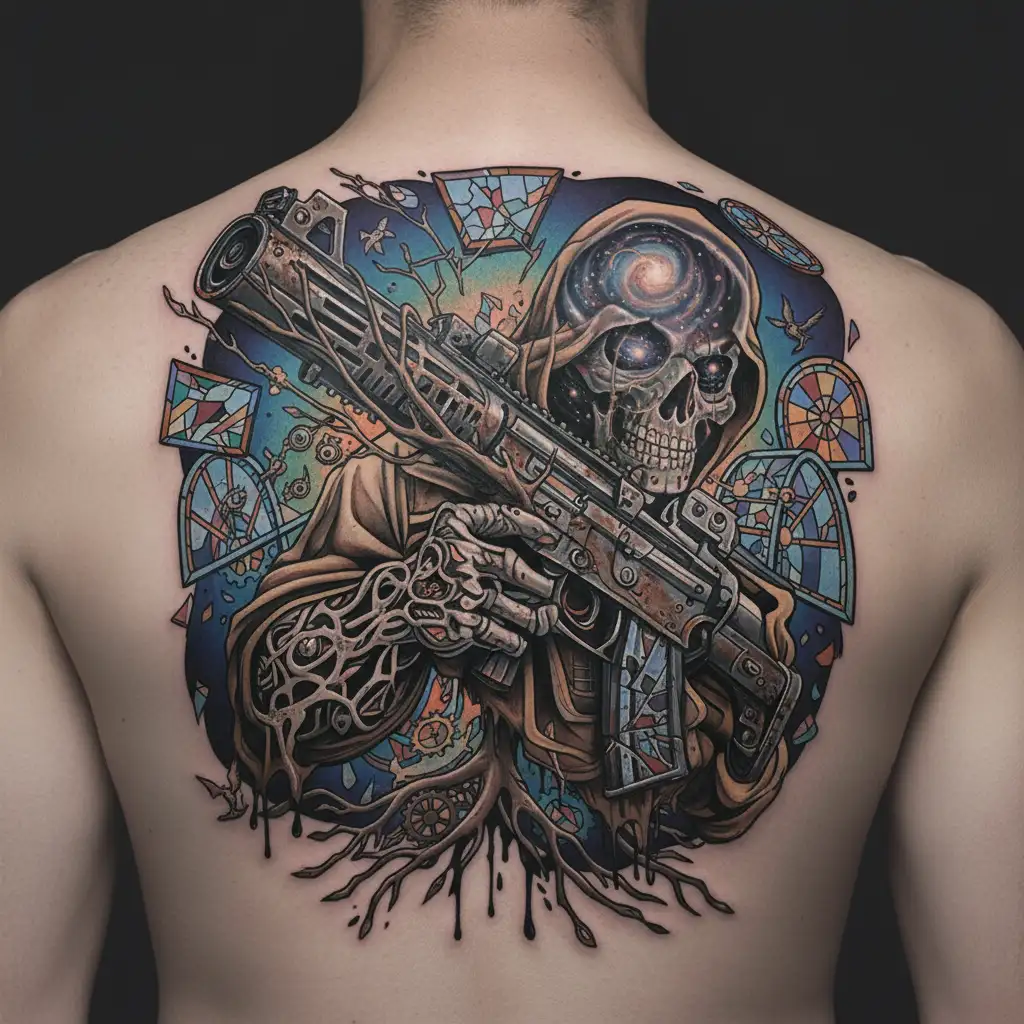 reaper holding m-16 usmc tattoo design idea