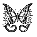 butterfly and snake ivy vines growing tattoo design idea