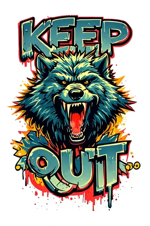 "Keep Out" werewolf tattoo design idea