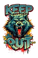 "Keep Out" werewolf tattoo design idea