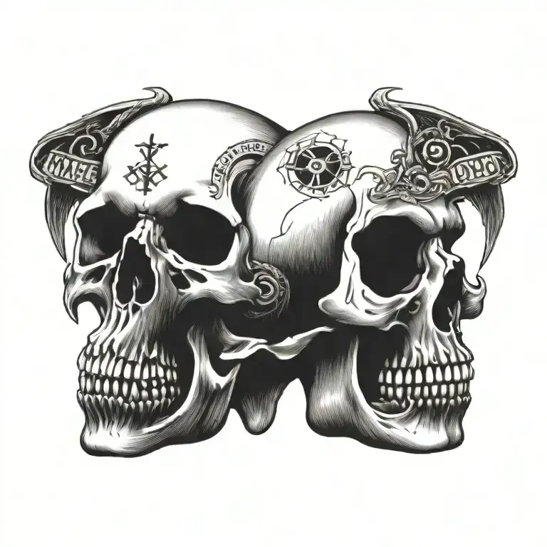 half skull with memento mori text tattoo design idea