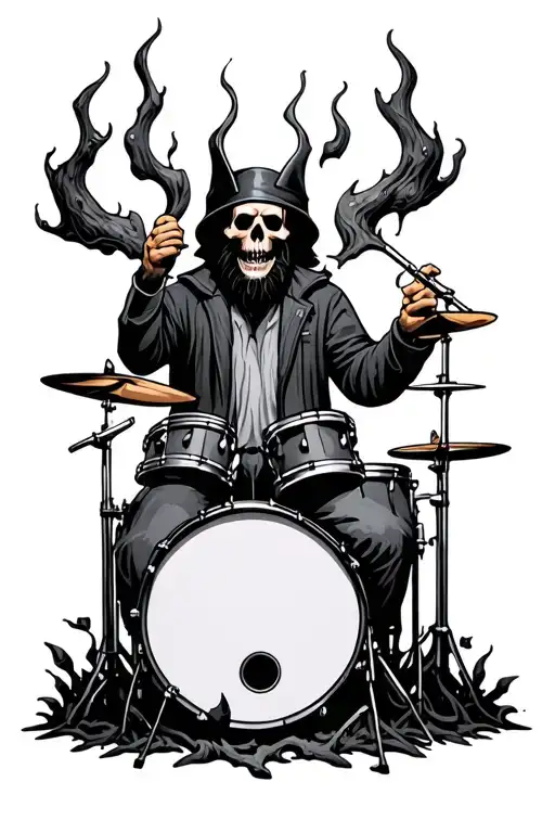 burnt forest rip drummer brother tattoo design idea