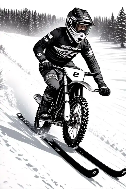 ski slope with motocross track intertwined tattoo design idea