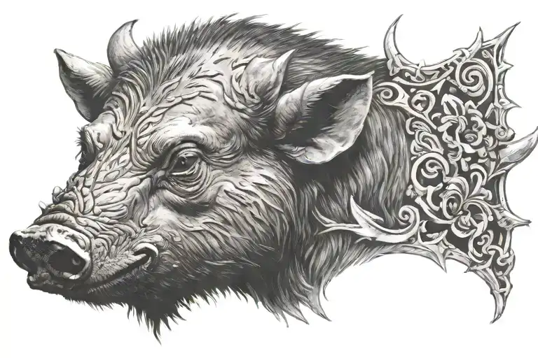 boar's head tattoo design idea