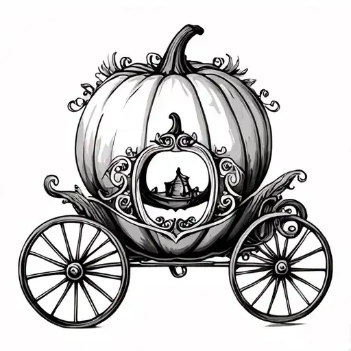 pumpkin carriage Cinderella tattoo design idea
