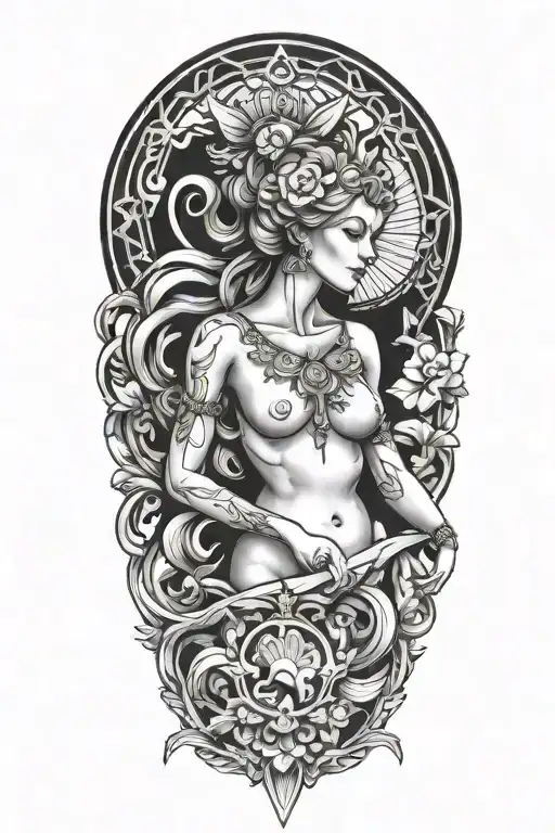 fortuna goddess sexy fit tattoo design idea