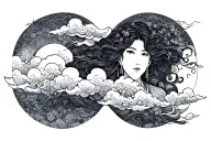 blessed in Japanese with clouds tattoo design idea