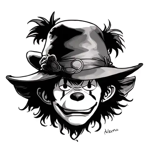 monkey de Luffy clown tattoo design idea