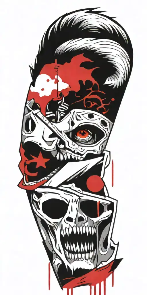 ichigo hollow screaming wearing oni mask fighting off inner demons tattoo design idea
