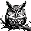 owl perched on a branch tattoo design idea