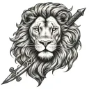 A sword piercing through a lion's heart, representing strength and courage tattoo design idea