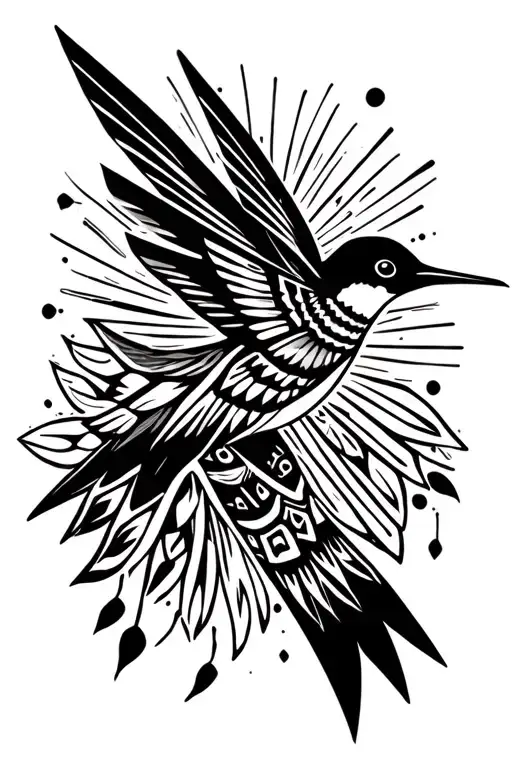 Aztec Hummingbird tattoo design idea