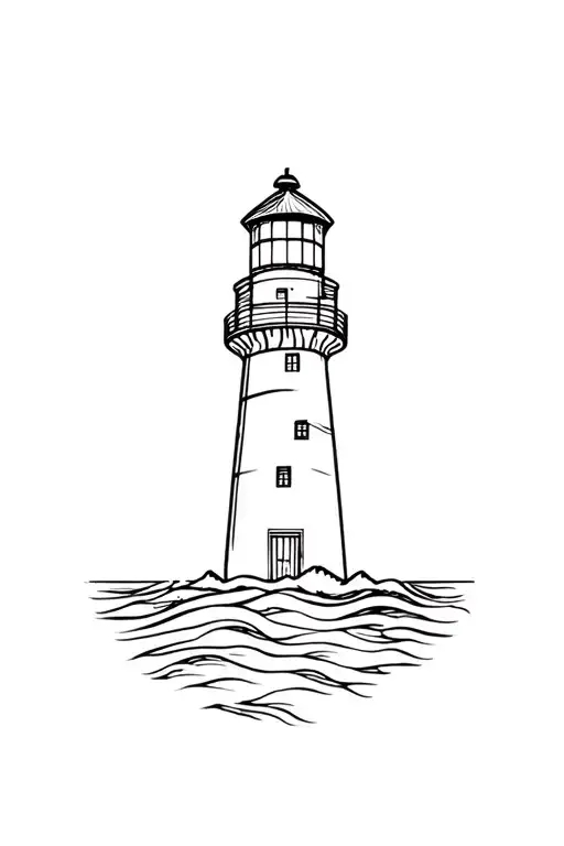 Lighthouse near ocean tattoo design idea