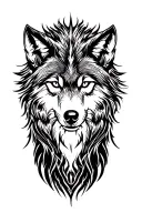 mythical wolf spirit animal tattoo design idea