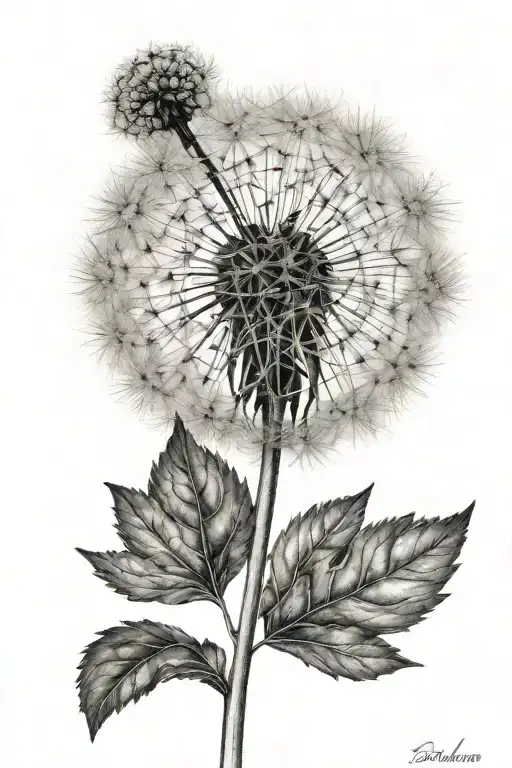 Dandelion blowing tattoo design idea