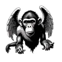 monkey lost with angels tattoo design idea