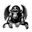 monkey lost with angels tattoo design idea