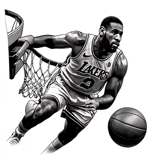 lebron james dunking a basketball tattoo design idea