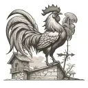 weathervane with rooster facing west tattoo design idea