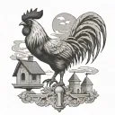 weathervane with rooster facing west tattoo design idea