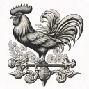 weathervane with rooster facing west tattoo design idea
