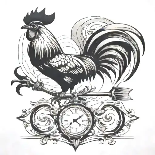 weathervane with rooster facing west tattoo design idea