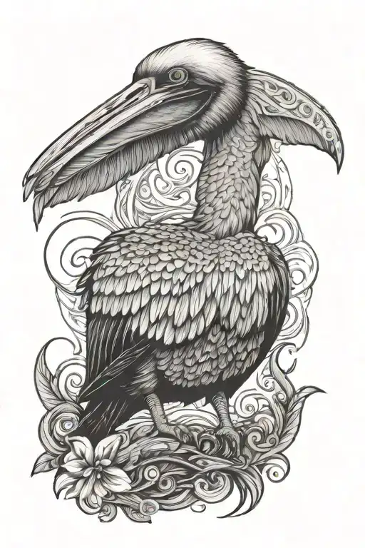 Pelican tattoo design idea
