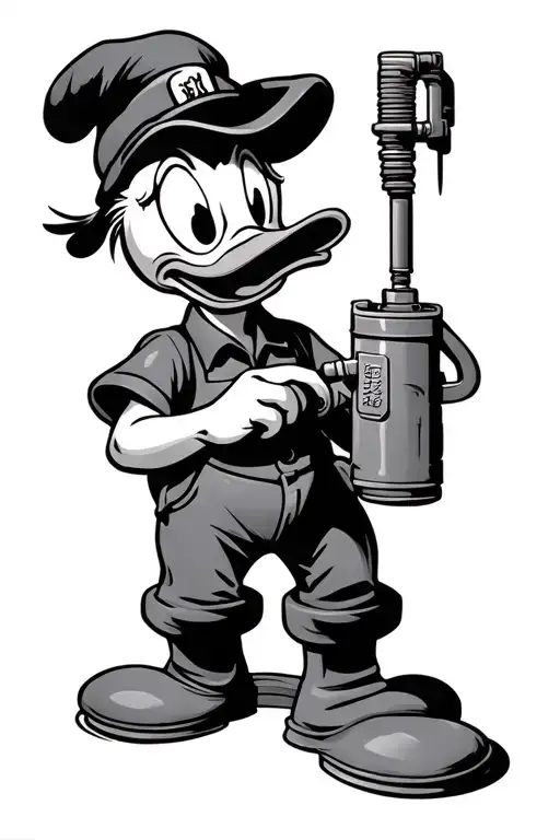 donald duck plumber fixing tattoo design idea
