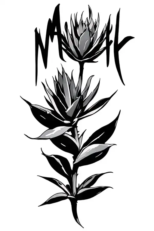 "Maverick" Agave plant in a black tattoo design idea
