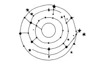 constellations Leo, Libra, Aquarius, separated thin and clean lines with more stars around tattoo design idea